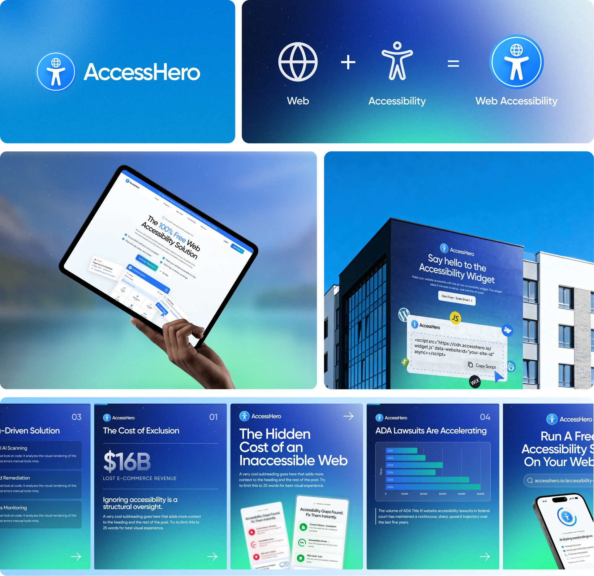 AccessHero brand identity, logo construction, and applications