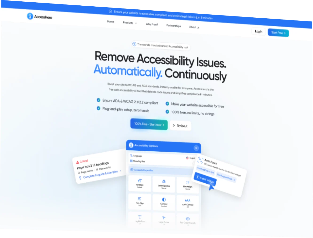 AccessHero homepage displayed on a laptop