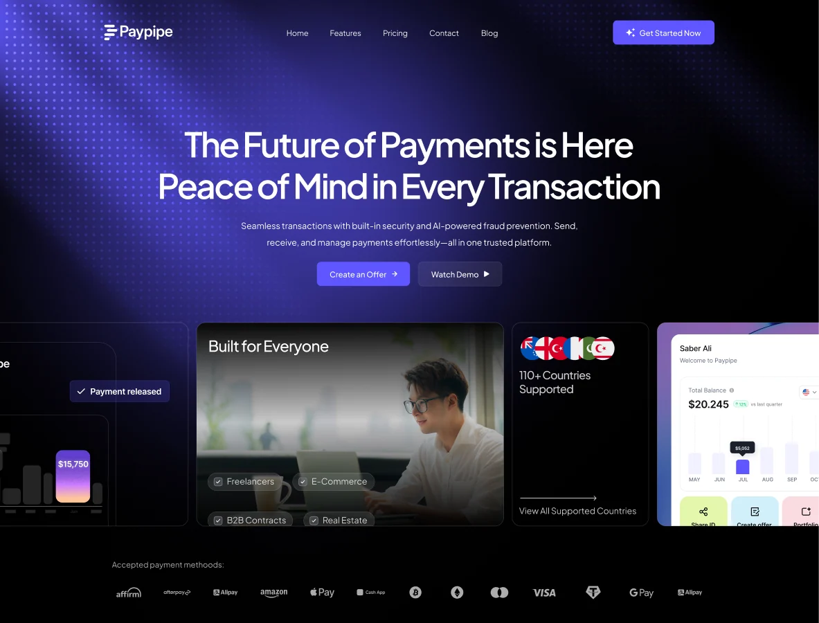 Paypipe — Fintech / Web design